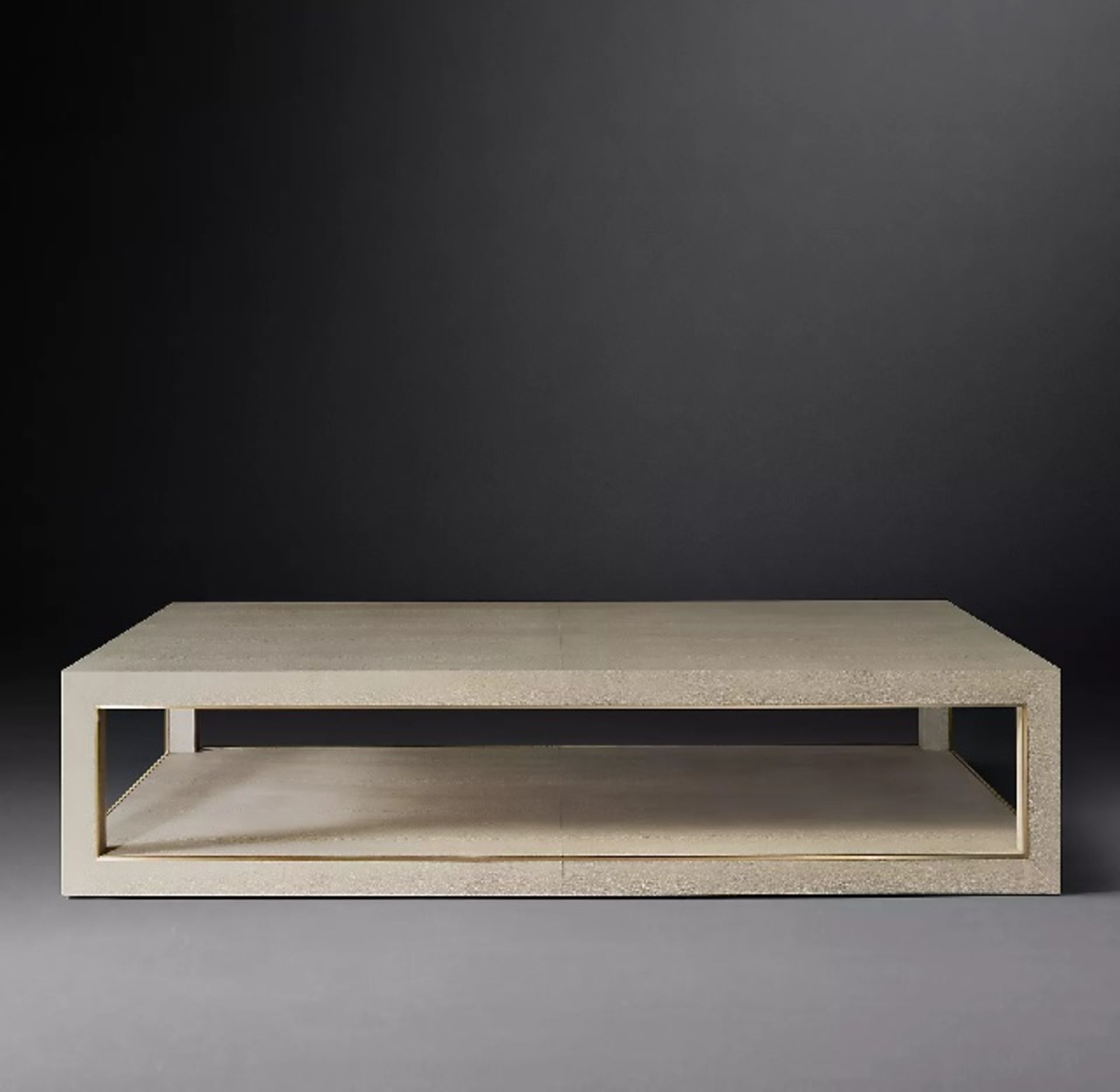 Brand New Boxed Cela Cream White Shagreen 67 Rectangular Coffee Table Crafted Of Shagreen Embossed - Bild 2 aus 3