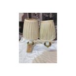 A Set Of 2 x Brass Wall Sconces Cream Shade (SR260)