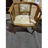 George Smith Furniture and Fabrics Upholstered wooden 19th century American chair with inlaid