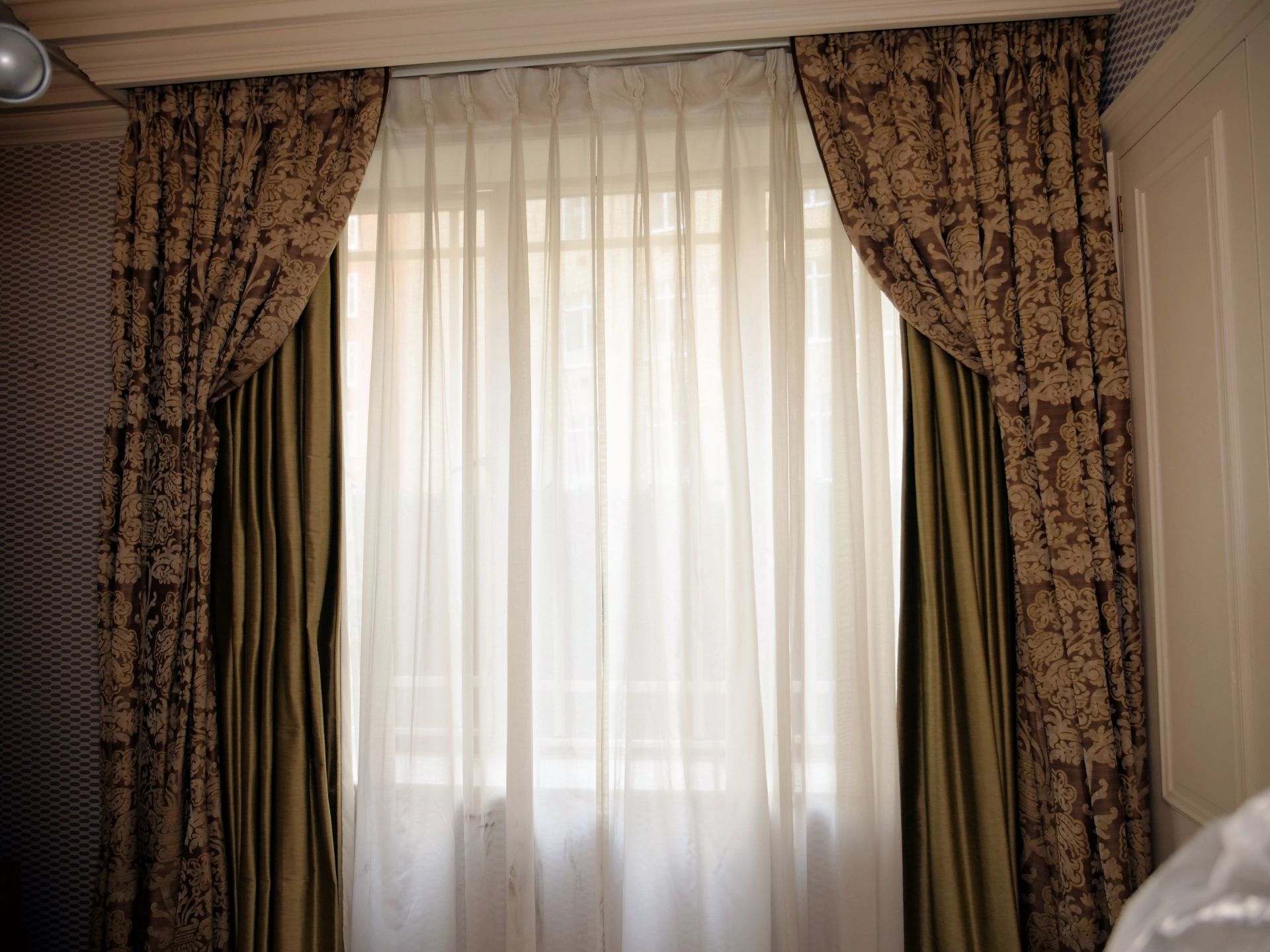 A pair of Silk Custom Hand Woven Silk Drapes patterned Champagne gold 255 x 260cm (Dorchester