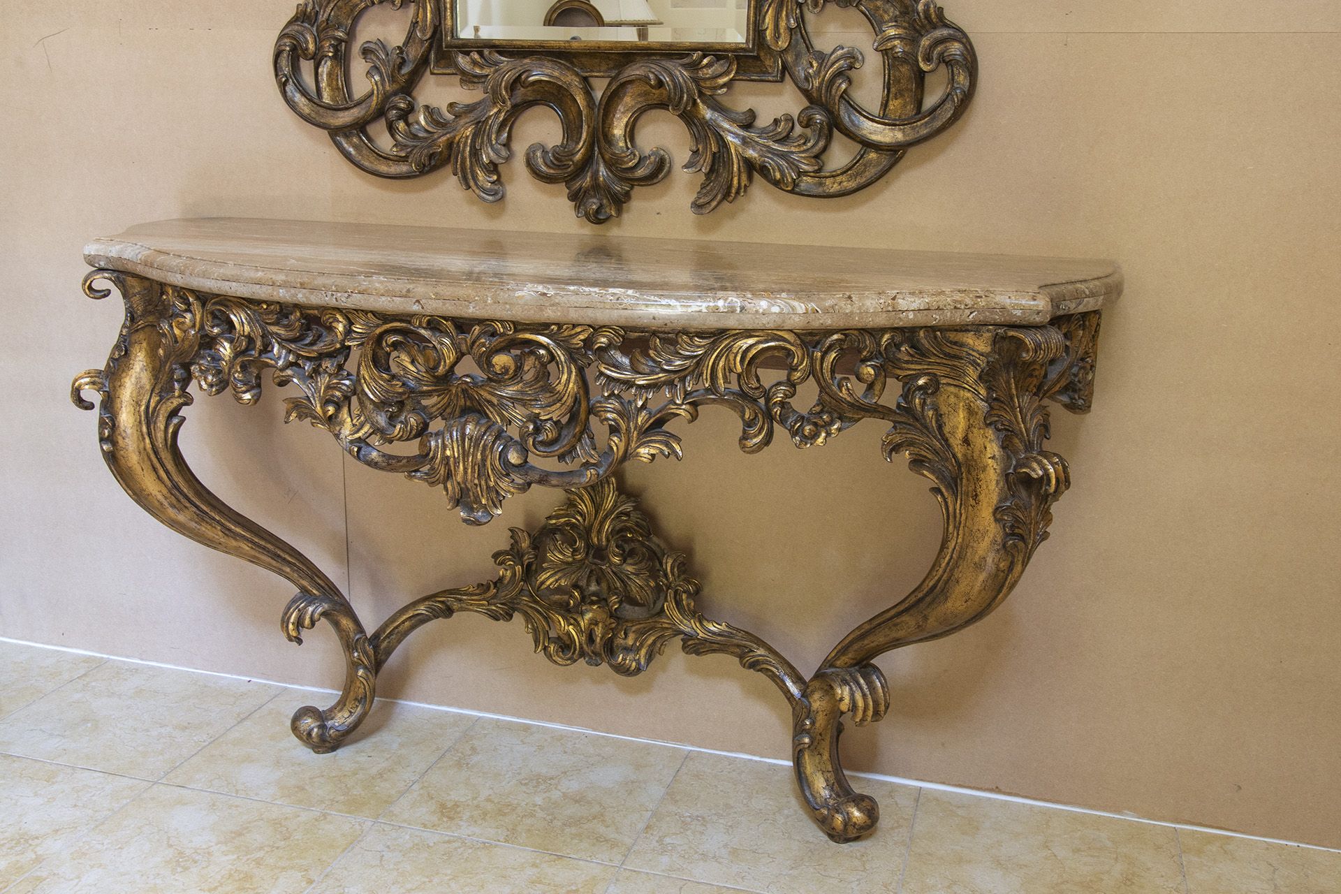 Christpher Guy baroque style hand-carved wall-secured console table crafted from mahogany with - Image 7 of 7