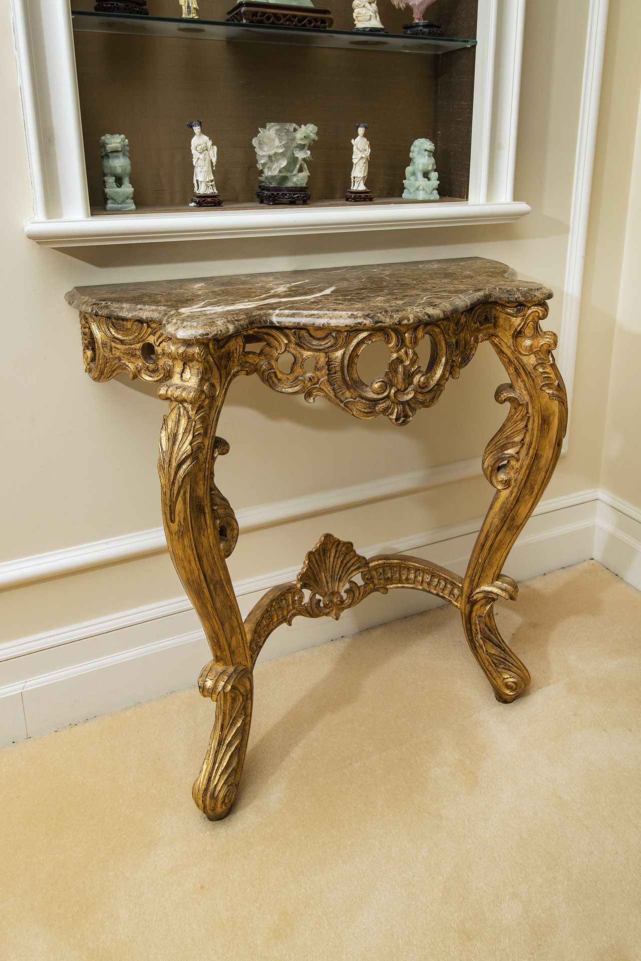 A pair of Christopher Guy wall mounted demi lune tables magnificently hand-carved legs in the volute - Image 3 of 3