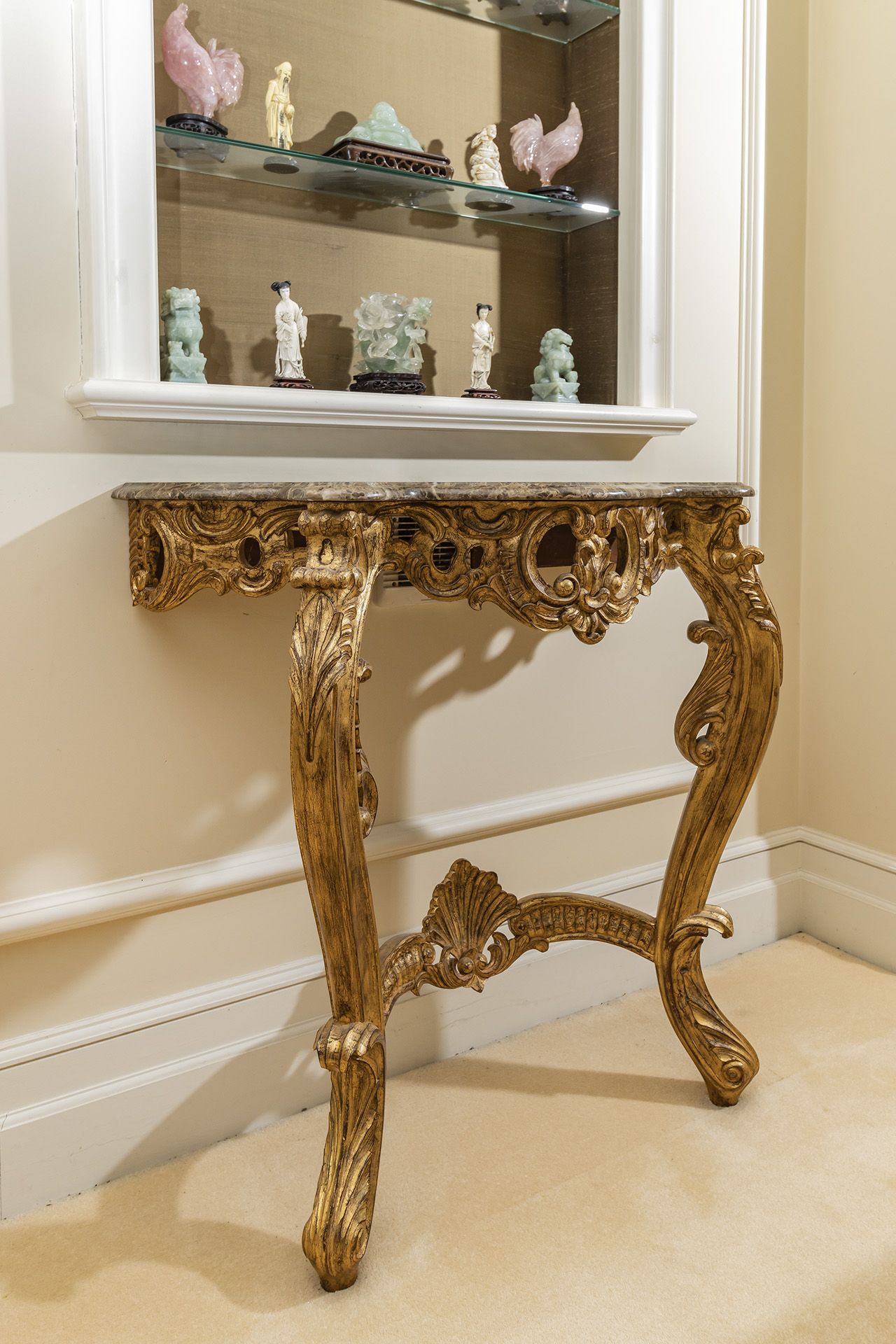 A pair of Christopher Guy wall mounted demi lune tables magnificently hand-carved legs in the volute - Image 2 of 3