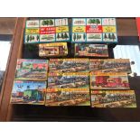 12x Various merit railway accessories in boxes