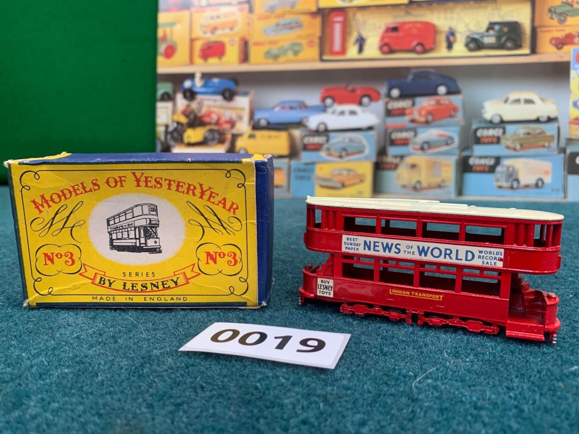 Matchbox Lesney Models Of Yesteryear E Class Tramcar No3 With News Of The World Advertising Board.