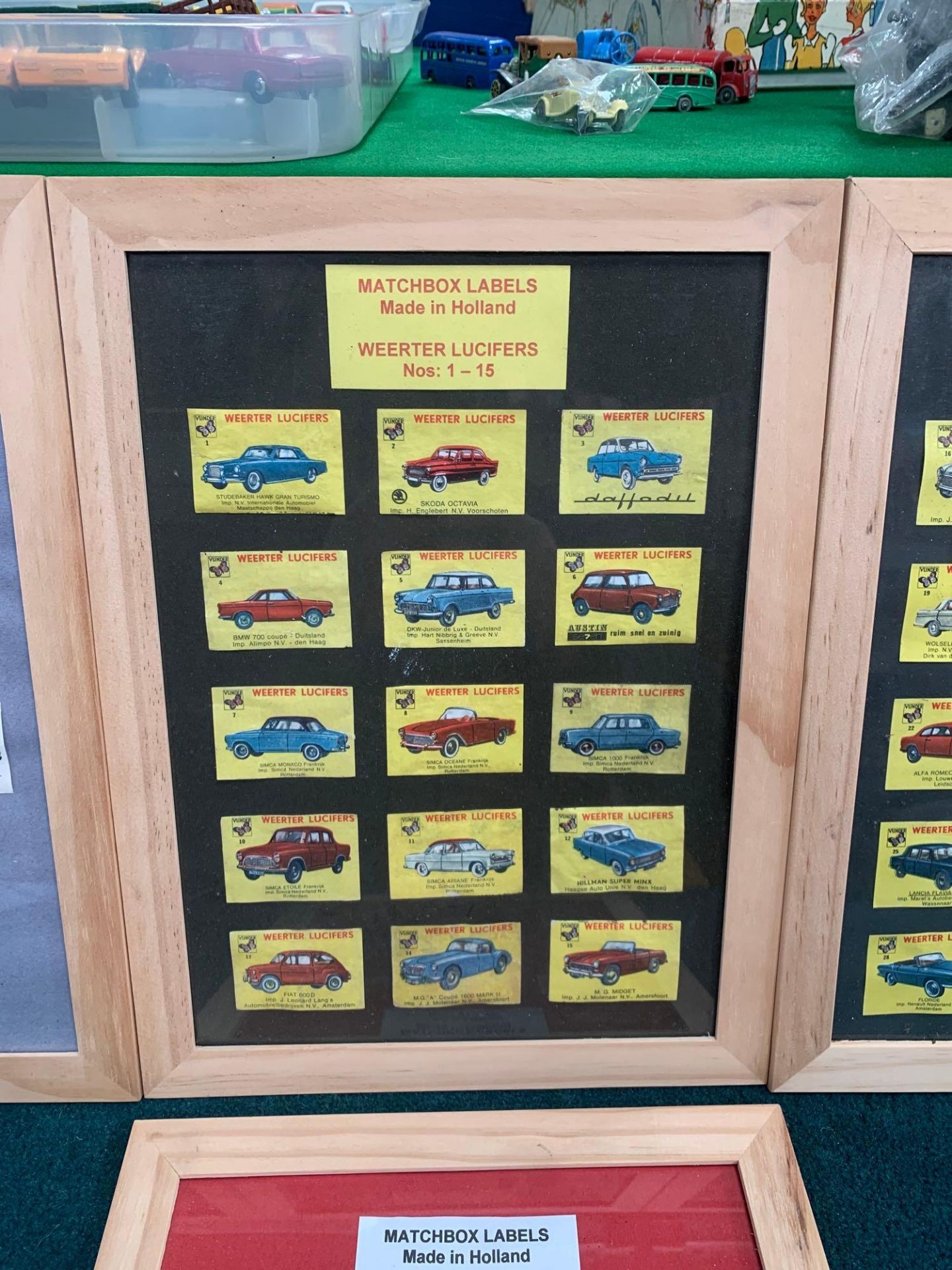 6 X Framed Matchbox Labels Made In Holland. - Centra Auto Series 1-13 Centra Auto Series 14 - 25 - Image 5 of 11