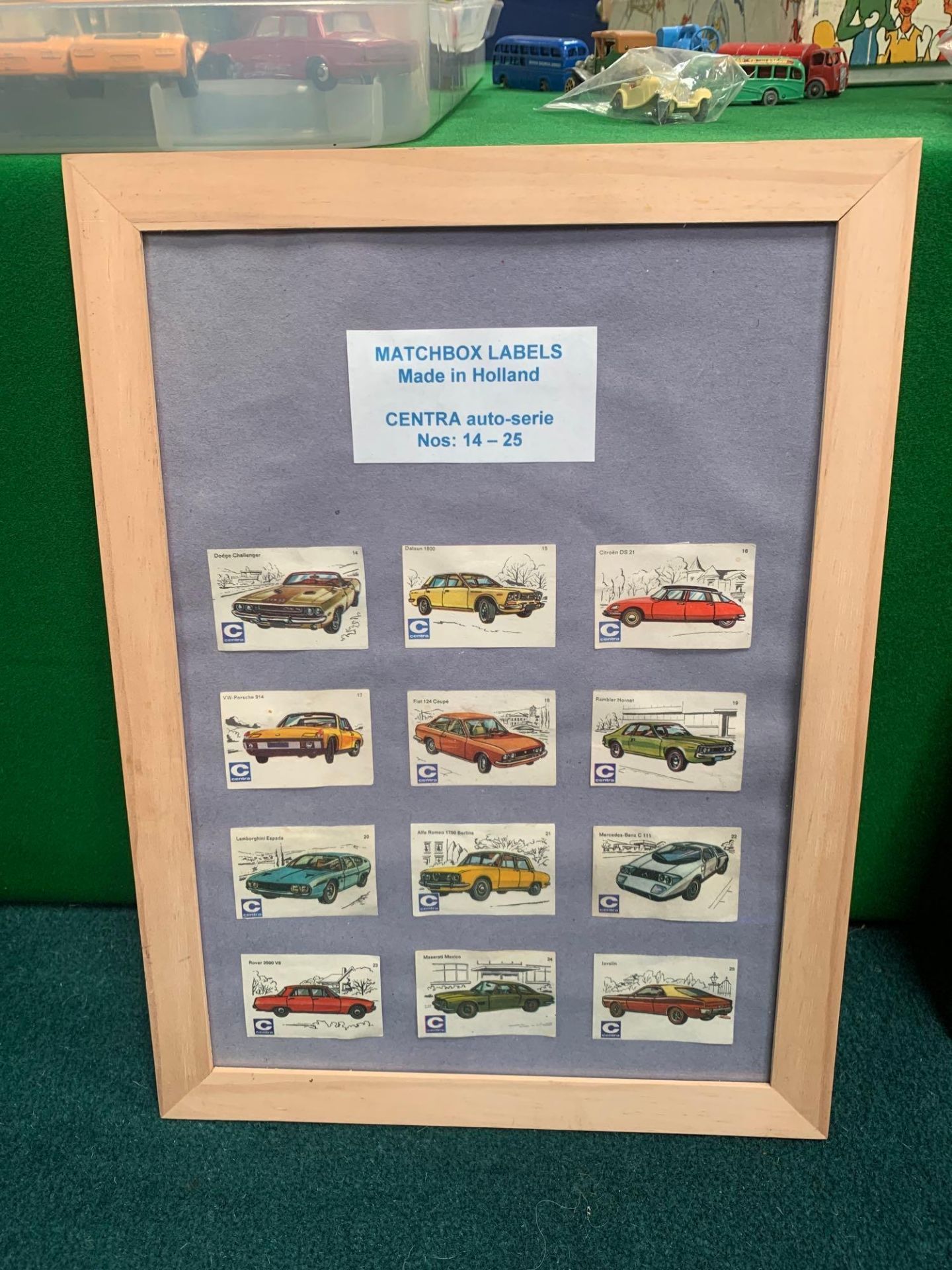 6 X Framed Matchbox Labels Made In Holland. - Centra Auto Series 1-13 Centra Auto Series 14 - 25 - Image 10 of 11