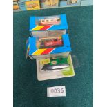 3x Boxed Matchbox Diecast Vehicles Comprising Of #MB44 Passenger Coach 2x #MB43 Steam Loco