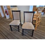 A set of 6 x stacking upholstered dining chairs 47cm seat pitch metal construction wood effect