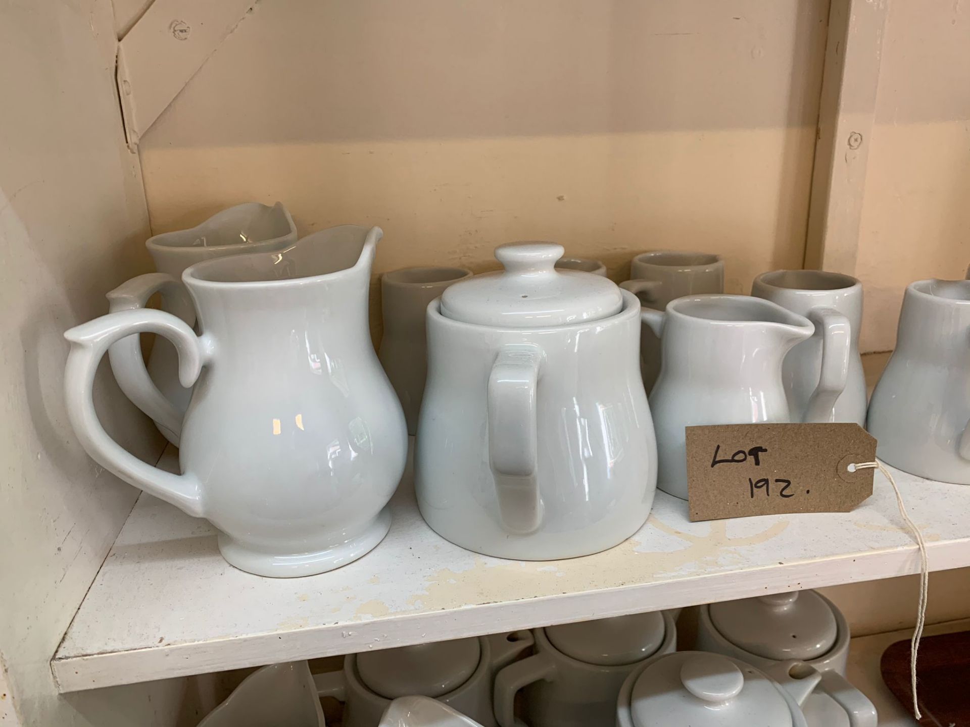 A quantity of white teapots, milk jugs, cruet set s and glass Cafetieres as photographed - Image 4 of 5