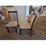 A set of 6 x stacking upholstered dining chairs 47cm seat pitch metal construction wood effect