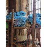 A large quantity of blue nylon twine rope as found