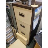 A beech 1200mm desk complete with 2 x four drawer metal filing cabinets