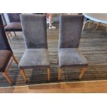 3 x beech framed grey upholstered tall back dining chair 40cm pitch 45 x 46 x 101cm