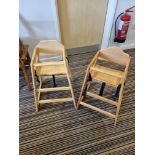 2 x Bolero Wooden Highchair natural Wood. Seat Height: 500mm