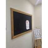 2 x wall mounted pin board notice boards 1 x 90 x 120cm and 1 x 100 x 150cm