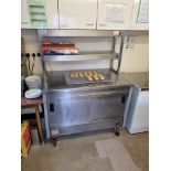 Hygienic stainless steel mobile hot cabinet with 2 x tier over head gantry 1220mm x 760mm