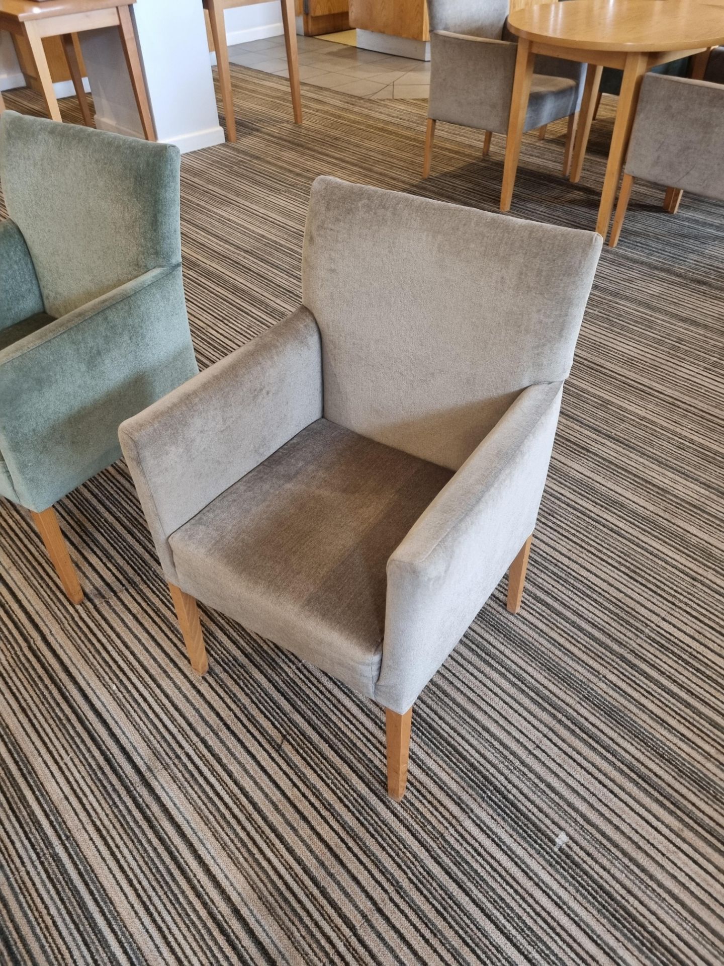 12 x Club armchairs upholstered in taupe fabric 440 x 560 x 850mm