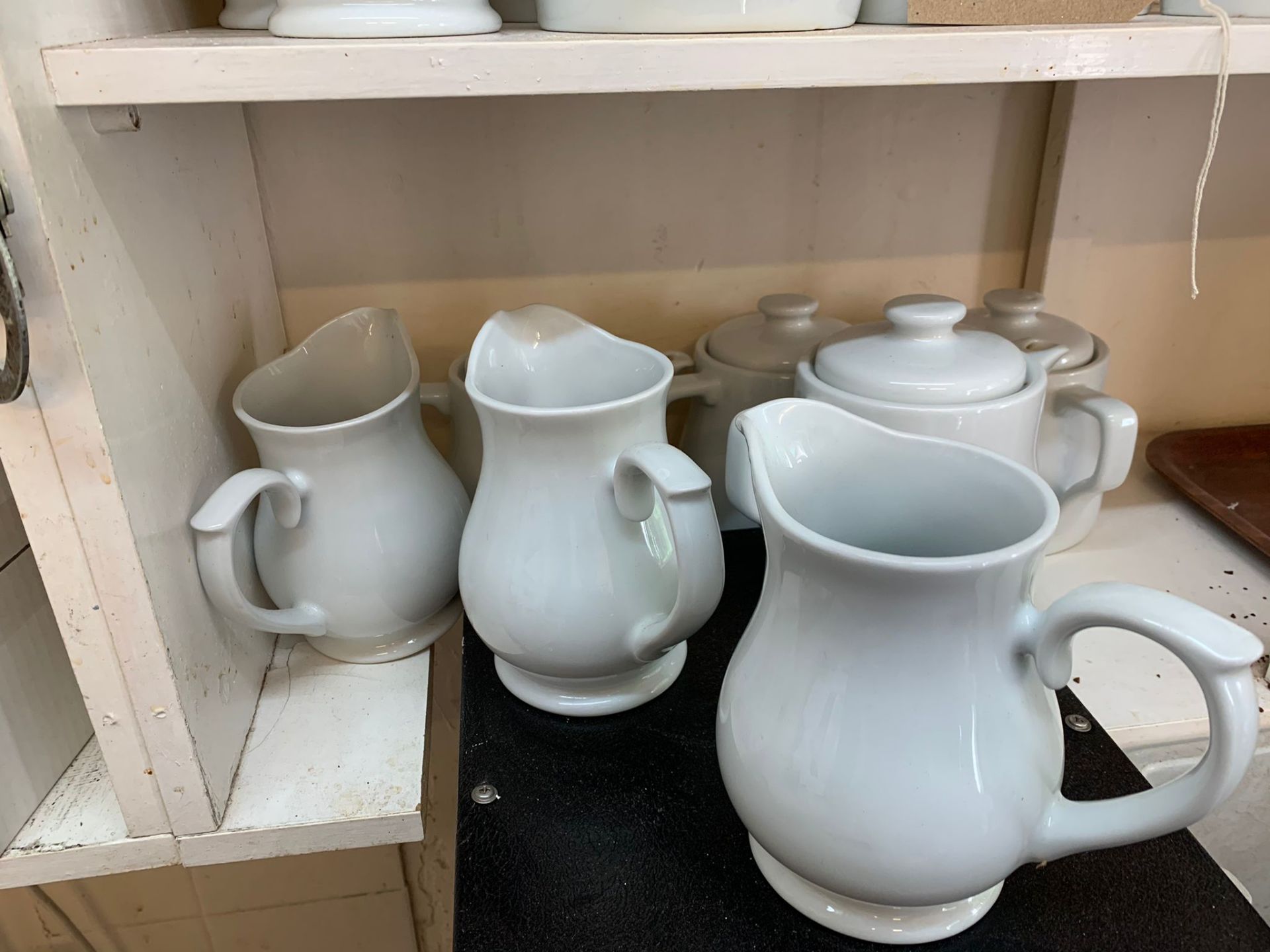 A quantity of white teapots, milk jugs, cruet set s and glass Cafetieres as photographed - Image 5 of 5