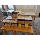 various boxes of champagne and wine glasses