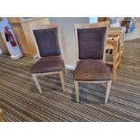 A set of 6 x stacking upholstered dining chairs 47cm seat pitch metal construction wood effect