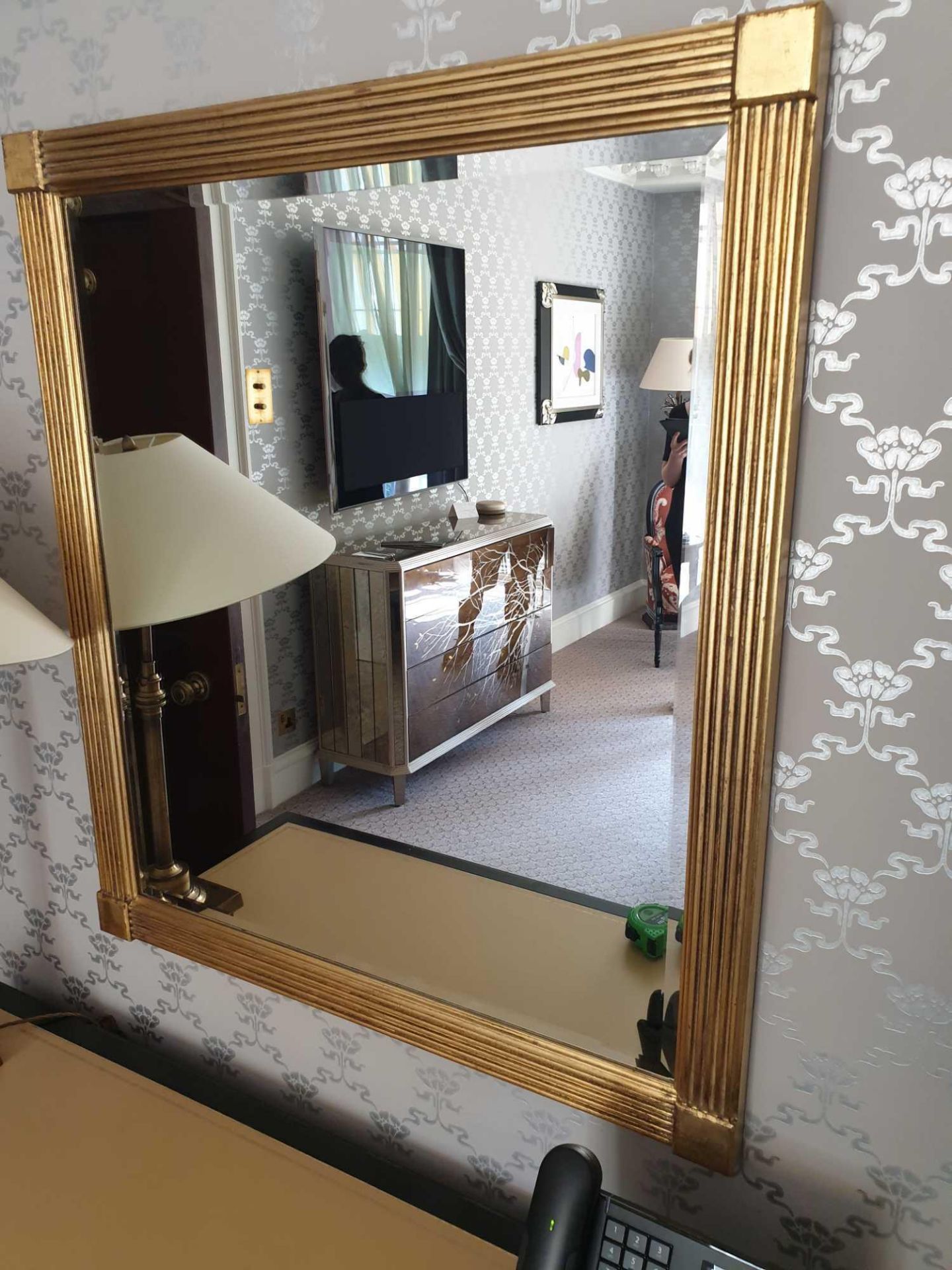 Rectangular Bevelled Empire Style Mirror With Painted Gold Frame 800mm x 900mm (Room 310 & 311)