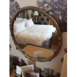 Forgeability Bespoke Metalwork Twig Circular Wall Mirror Brass Surround 60cm Diameter (Room 338) (