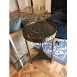 Marble Top Bouillotte Table Mounted On A Bronzed Tripod Base Frame 50 x 76cm (Room 404)