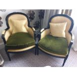 A Pair Of Louis XV Style Bergere The Slightly Flared Arms Have Upholstered Armrests Upholstered In