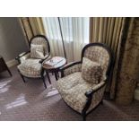 A Pair of Louis XV Style Bergere The Slightly Flared Arms Have Upholstered Armrests Upholstered In