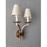 A Pair Of Dernier And Hamlyn Twin Arm Antique Bronzed Wall Sconces With Shade 51cm (Room 316)