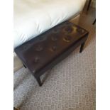 Tufted Leather Bench With Scrolled Apron 100 x 46 x 47cm (Room 338) (This lot is located in Bath)