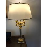 Laudarte Crystal Table Lamp Four Arm Bronze Lost-Wax Casting Antique Gilt Bronze Base And Column And