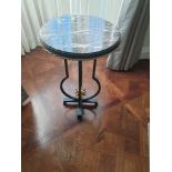 A Regency Style Marble-Top Metal Bouillotte Table Having A Bronze Framed Marble Top Supported By