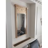 Regency Style Giltwood Pier Mirror Flanked By Spirally-Turned Half Pilasters The Frieze With Highly