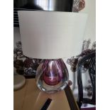 Heathfield And Co Mia Table Lamp Mouth-Blown Glass Features An Intense Drop Of Colour And A Satin