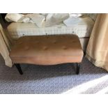 Tufted Leather Bench With Scrolled Apron 100 x 46 x 47cm (Room 417)