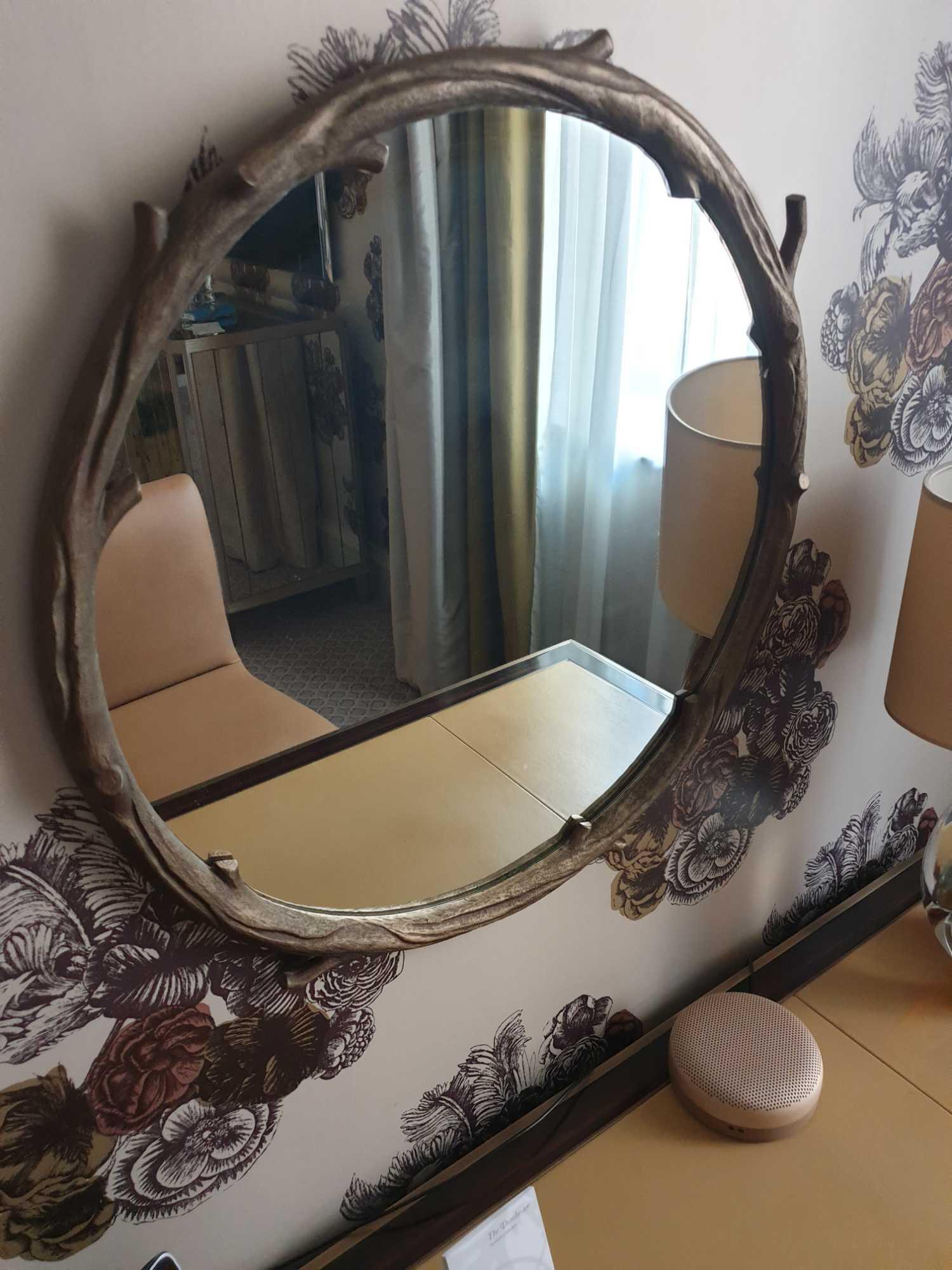 Forgeability Bespoke Metalwork Twig Circular Wall Mirror Brass Surround 60cm Diameter (Room 320)