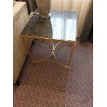 Black Marble Top Side Table On A Polished Metal Frame With Stretcher 50 x 50 x 55cm (Room 323