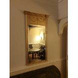 Regency Style Giltwood Pier Mirror Flanked By Spirally-Turned Half Pilasters The Frieze With Highly