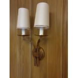 A Pair Of Dernier And Hamlyn Twin Arm Antique Bronzed Wall Sconces With Shade 51cm (Room 310 & 311)