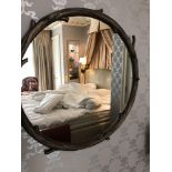 Forgeability Bespoke Metalwork Twig Circular Wall Mirror Brass Surround 60cm Diameter (Room 410)