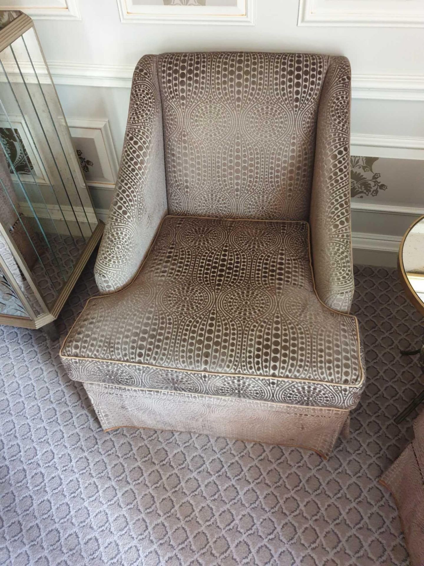 A Pair Egerton Armchair Sloping Arms, Dressmakers Skirt And A Sprung Back Upholstered Relaxer