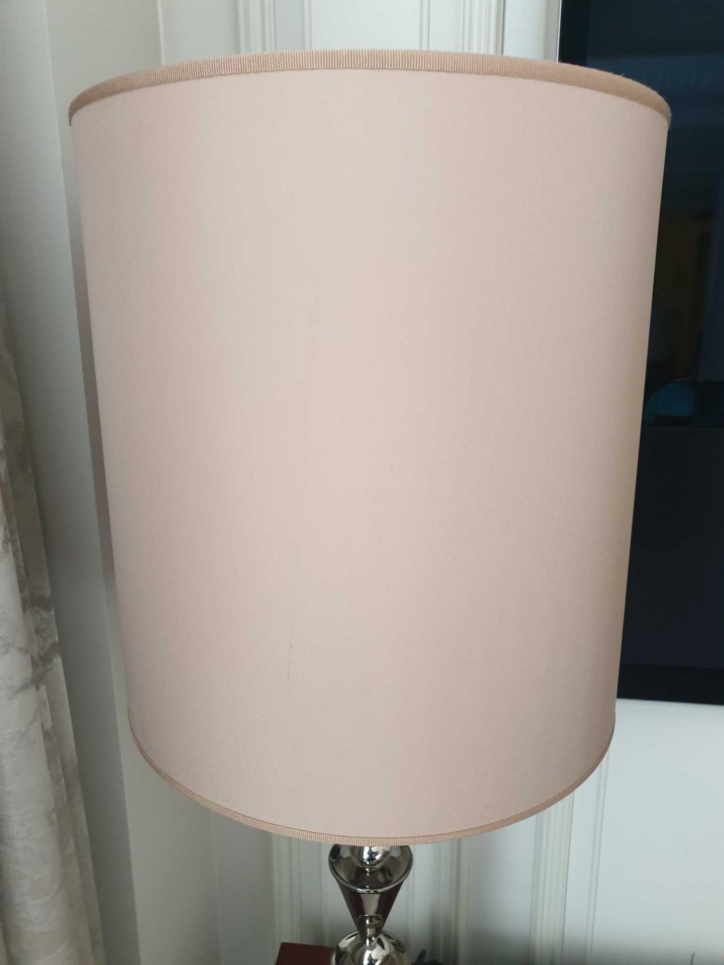 Polished Nickel Table Lamp With Shade 90cm (Room 332) (This lot is located in Bath) - Image 3 of 3