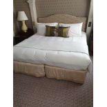 Headboard, Handcrafted With Nail Trim And Padded Textured Woven Upholstery (Room 308)