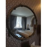 Forgeability Bespoke Metalwork Twig Circular Wall Mirror Brass Surround 60cm Diameter (Room 339) (