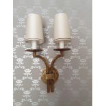 A Pair Of Dernier And Hamlyn Twin Arm Antique Bronzed Wall Sconces With Shade 51cm (Room 310 & 311)