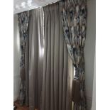 A Pair Of Silk Drapes With Crystal Bead Trim And Aztec Style Jabots With Tie Backs Span 150 x