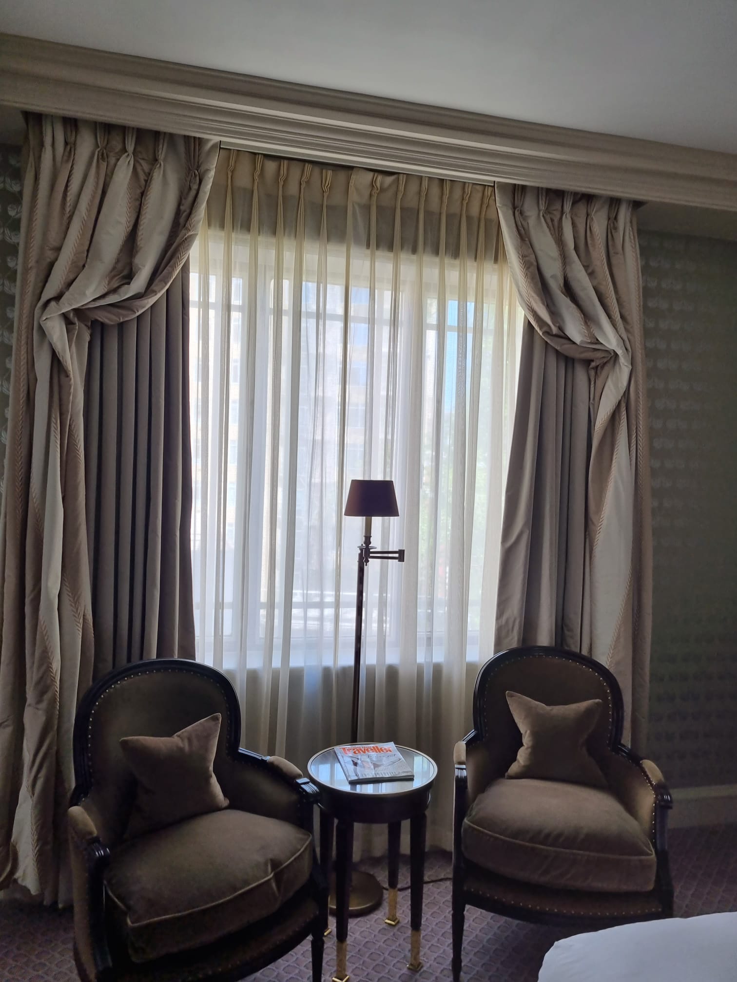 A Pair Of Silk Drapes And Jabots 255 x 230cm (Room 433)