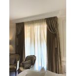 A Pair Of Silk Drapes And Jabots Gold 255 x 300cm (Room ;403)